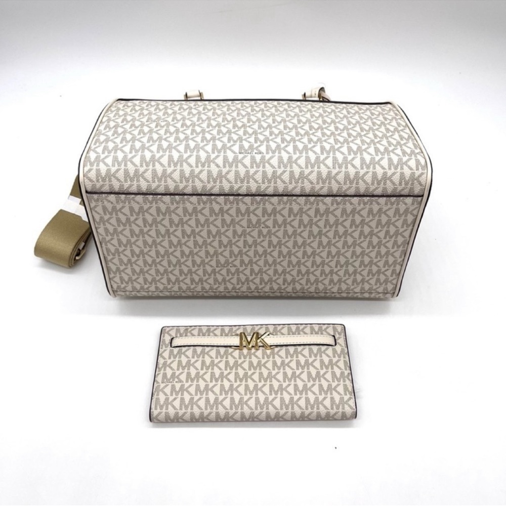 Michael Kors Medium Duffle Satchel Crossbody Bag & Large Bifold Wallet White - Picture 4 of 10